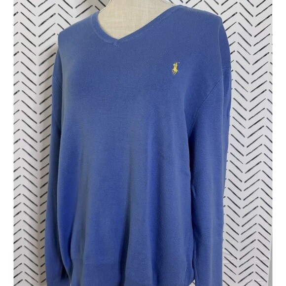 POLO Ralph Lauren Men's Blue 100% Pima Cotton V-Neck Sweater Size XL - Picture 2 of 9